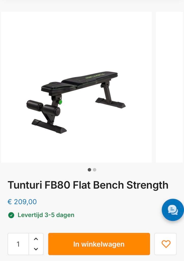 Tunturi FB80 - Vlakke fitnessbank, Sport en Fitness, Fitnessapparatuur, Zo goed als nieuw, Ophalen