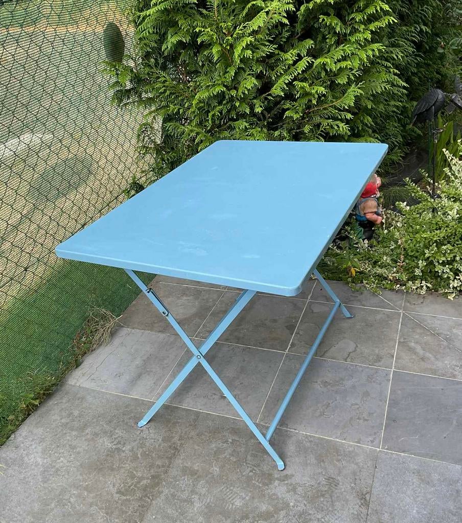 Vintage opvouwbare tuintafel, Tuin en Terras, Tuintafels, Ophalen, Gebruikt, Rechthoekig, Metaal