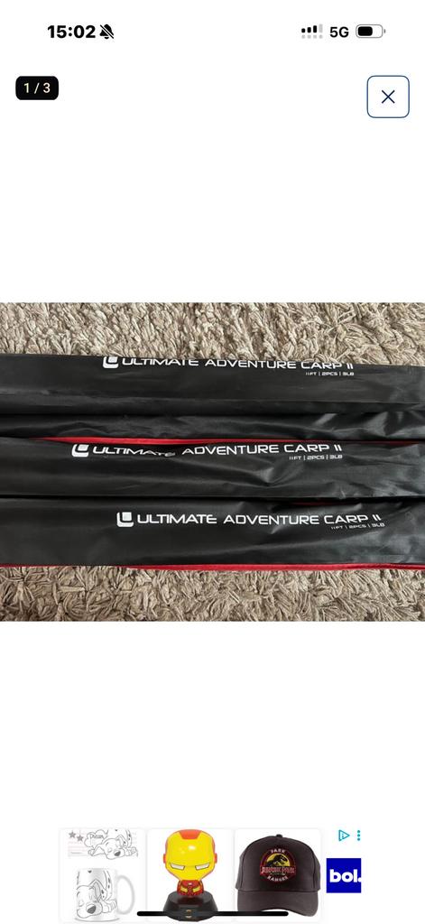 3 karper  hengels plus molens en draad, Watersport en Boten, Hengelsport | Witvissen, Ophalen, Nieuw