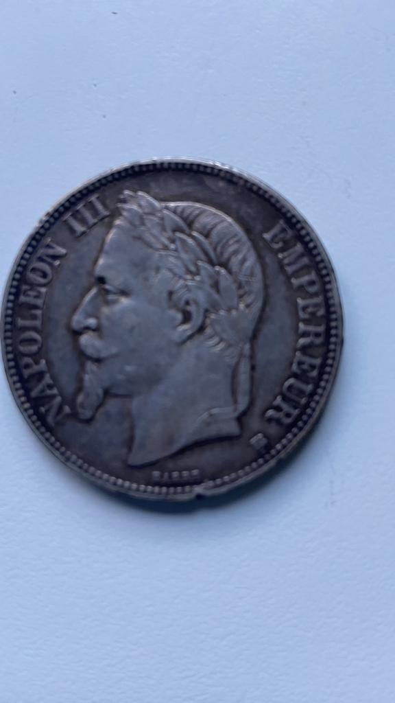 Oude zilveren 5 franc munt Napoleon III, Enlèvement, France, Monnaie en vrac, Argent