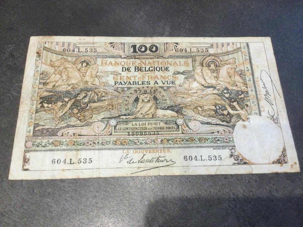 Belgique 100 Frank 1914, Timbres & Monnaies, Billets de banque | Belgique, Enlèvement ou Envoi