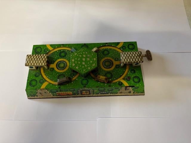 Vintage blikken speelgoed buscarrousel, Antiek en Kunst, Ophalen