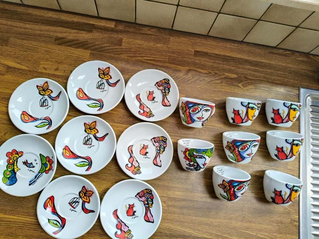 Koffieservies Josien Broeren, Huis en Inrichting, Keuken | Servies, Ophalen of Verzenden, Gebruikt, Kop(pen) en/of Schotel(s)