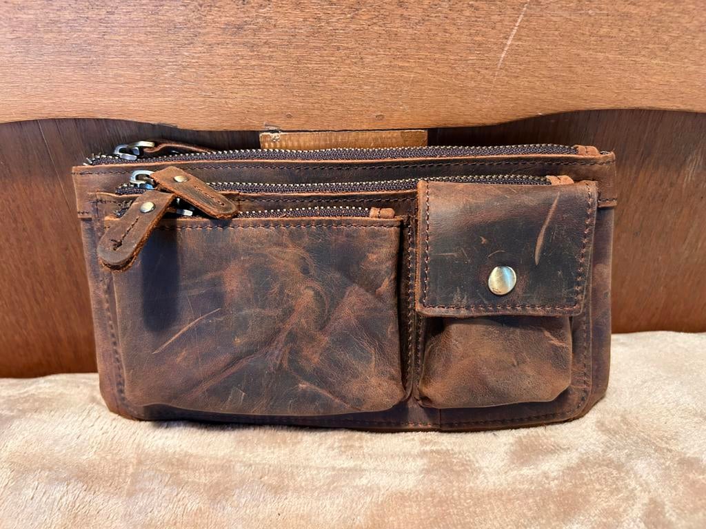 Echt leren broekriemtasje, Ophalen of Verzenden, Nieuw, Bruin