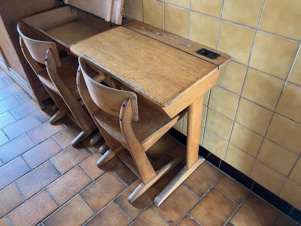 vintage ‘tweeling’ schoolbankjes, Antiek en Kunst, Ophalen