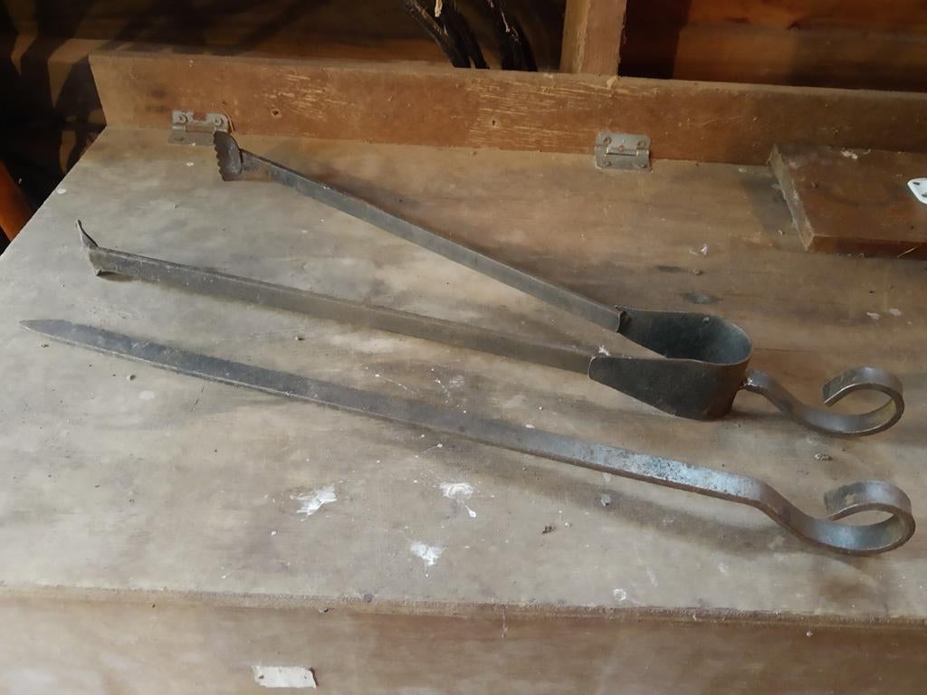 Haardtang en pook in ijzer, Jardin & Terrasse, Cuisines extérieures, Enlèvement