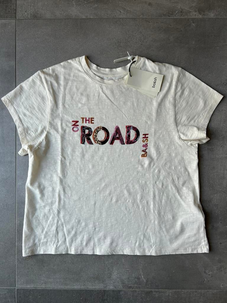 Ba&Sh - Ecru T-shirt On the road. Maat 1. Nieuw, Overige kleuren, Nieuw, Ophalen of Verzenden, Korte mouw