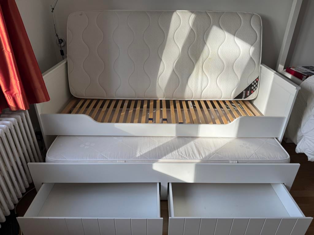 Lit simple 90X200, a tiroir avec lit d'appoint, 90 cm, Une personne, Enlèvement, Utilisé