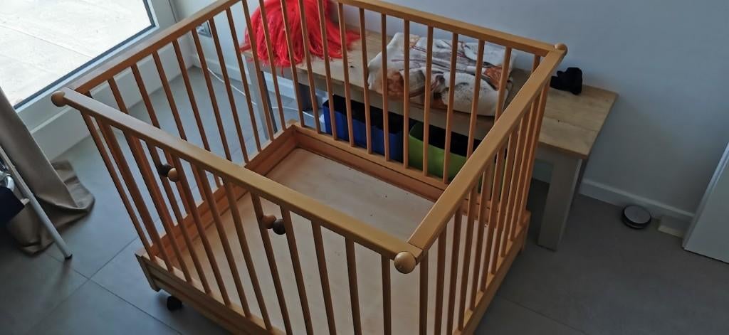 kinderpark in hout, Kinderen en Baby's, Ophalen, Gebruikt, Vierkant, In hoogte verstelbaar