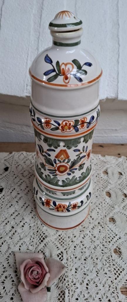 Oude decoratieve Franse handbeschilderde kruik met dop, Enlèvement ou Envoi