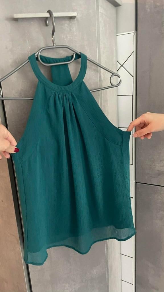 TOP  vert H&M  élégant XS, Sans manches, H&M, Enlèvement ou Envoi, Comme neuf