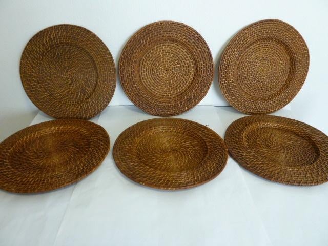 Flamant Togo onderborden in rotan //riet 32cm -6stuks, Antiquités & Art, Enlèvement ou Envoi