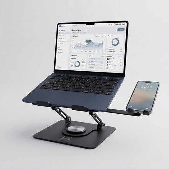 Support pour ordinateur portable-Avec support pour téléphone, Informatique & Logiciels, Supports d'ordinateur portable, Neuf, Réglable en profondeur