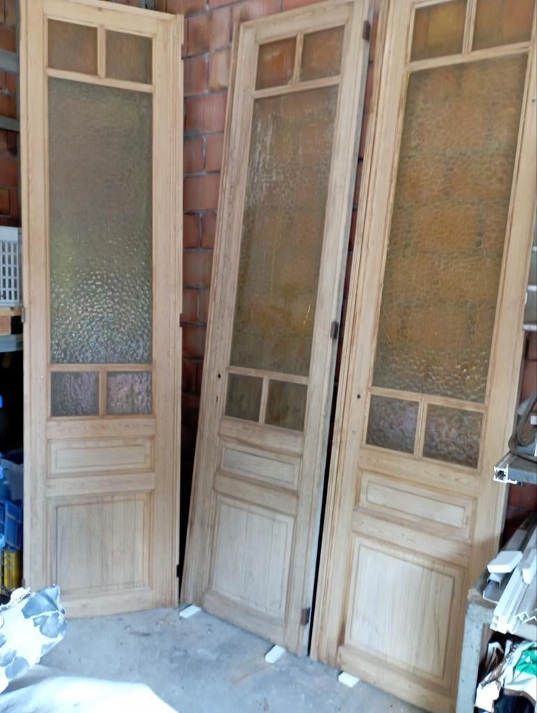 Franse kasteel deuren 3 luik in goede staat, Ophalen of Verzenden, Gebruikt, Glas