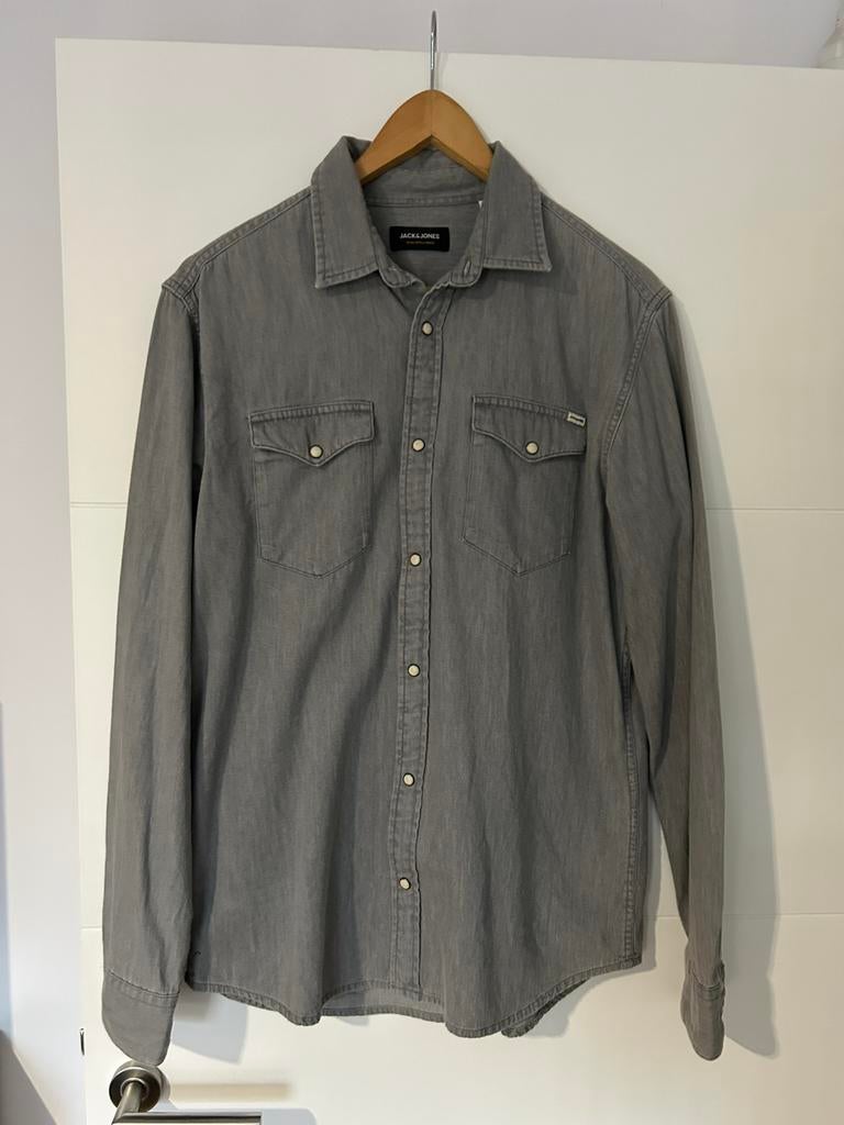 Jeans Hemd Heren Jack&Jones.M, Ophalen of Verzenden, Nieuw, Grijs, Halswijdte 39/40 (M)