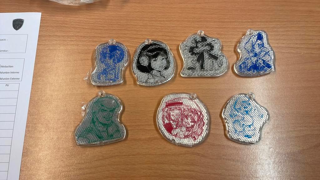 Rare 7 catadioptres Bd Gendarmerie Peyo Walthery Tibet, Enlèvement ou Envoi, Gendarmerie, Autres types