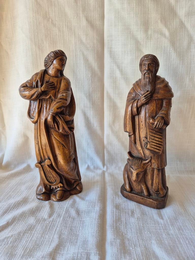 2 statues de saints en bois., Antiquités & Art, Envoi