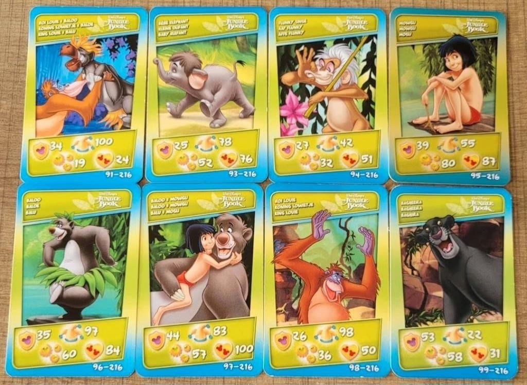 Jungle Book: 8 verzamelkaarten (Cora-Match), Collections, Enlèvement ou Envoi, Le Roi Lion ou Le Livre de la Jungle, Comme neuf