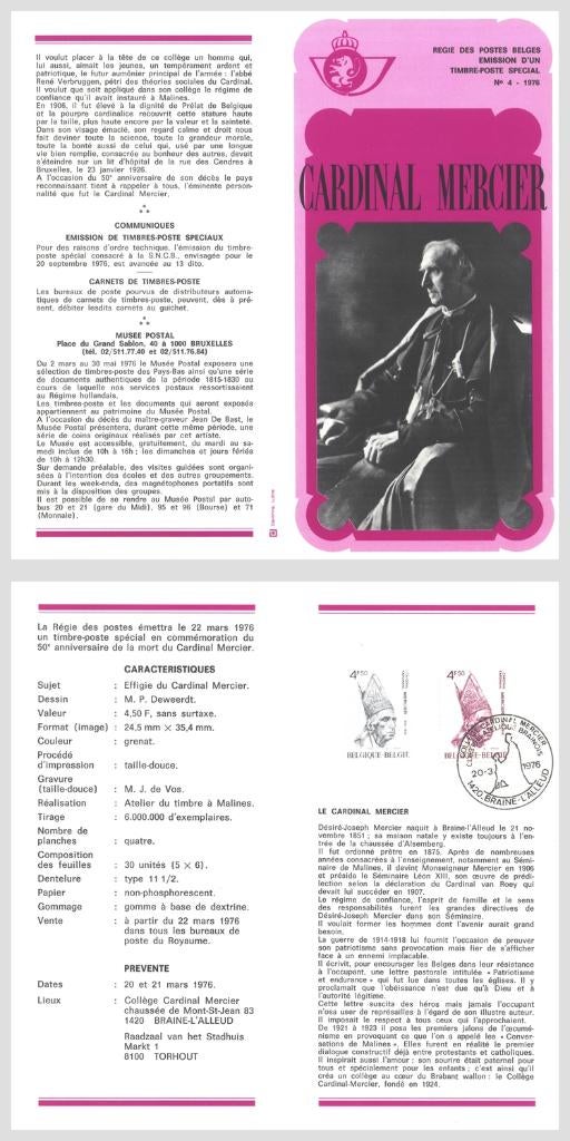1976 Cardinal Mercier, Timbres & Monnaies, Timbres | Europe | Belgique, Envoi