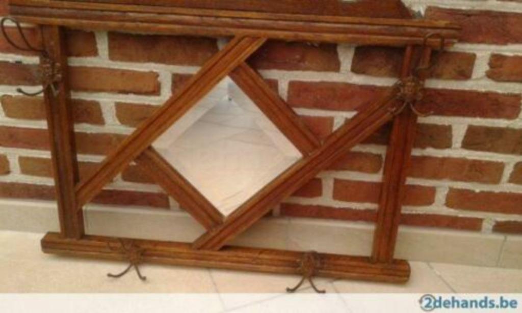 antieke kapstok met spiegel, Ophalen, Gebruikt, Hout