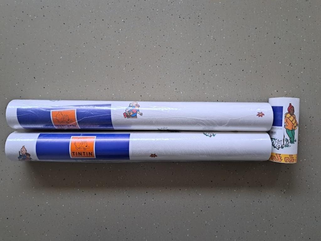 2 Rouleaux de Papier Peint - frise papier peint Tintin et le, Enlèvement, Bleu