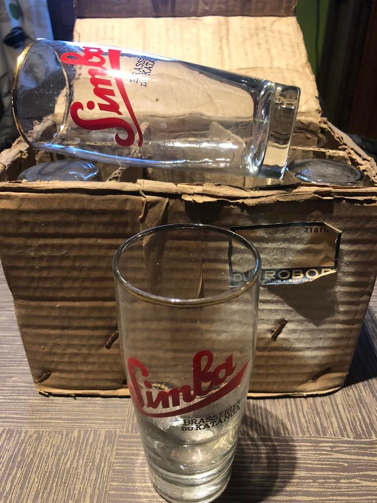 6 vieux verres à bière SIMBA 25 cl, Collections, Marques de bière, Enlèvement ou Envoi, Comme neuf, Verre ou Verres, Autres marques