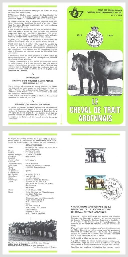 1976 Le cheval de trait ardennais, Envoi