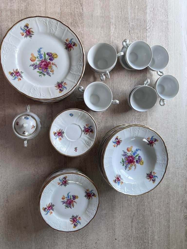 Vintage porseleinen Concordia Lesov Bernadotte servies, Ophalen
