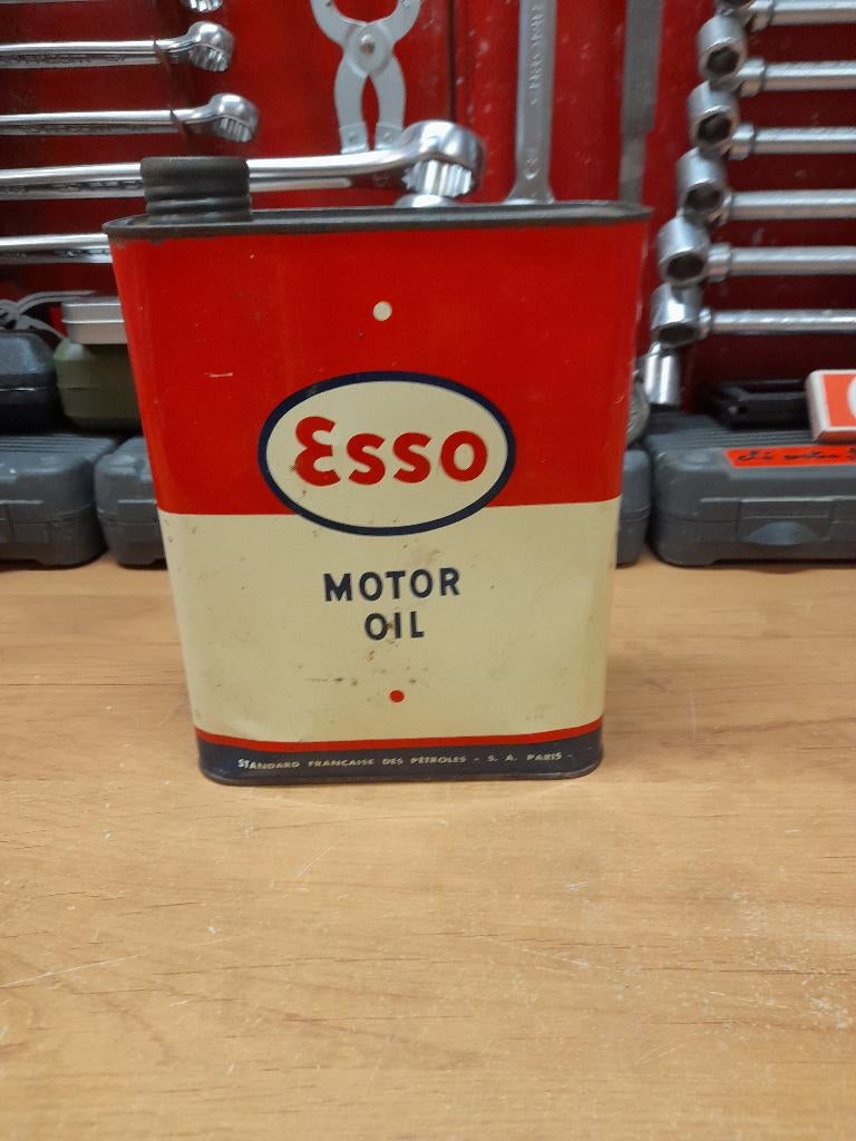 Oude lege oliekan Esso 50 Standard Pétroles Paris, Ophalen of Verzenden, Gebruikt, Overige typen