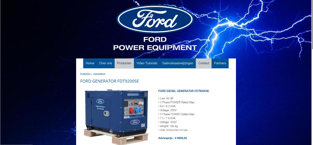 générateur FORD FDT9200SE 8KW, Bricolage & Construction, Générateurs, Neuf, 5 à 10 kVA, Démarrage électrique, Enlèvement