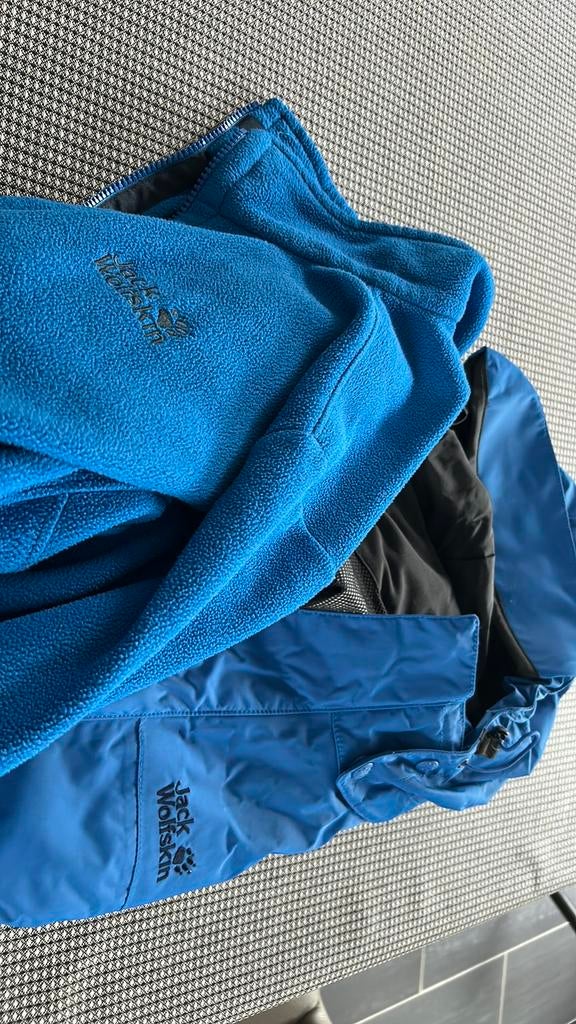 Jack wolfskin blauwe jas met fleece ((uitneembaar), Kleding | Heren, Ophalen, Zo goed als nieuw, Blauw
