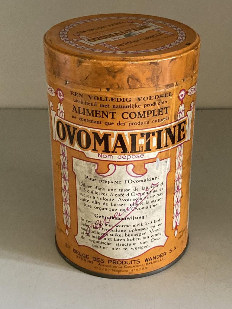 Vintage blik Ovomaltine, Collections, Boîte en métal, Utilisé, Autre, Autres marques, Enlèvement ou Envoi