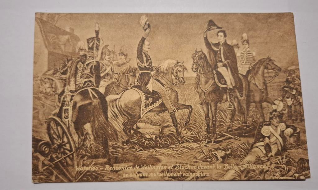 Waterloo, bijeenkomst van Wellington en Blucher, Ophalen of Verzenden, Ongelopen, Waals-Brabant
