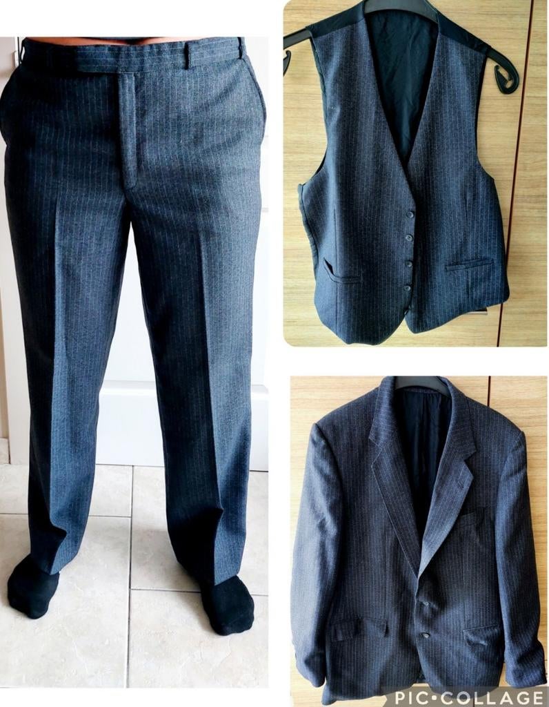 Costume, gilet, pantalon, sous-veste Trevira, taille 44-46 5, Enlèvement ou Envoi, Porté, Taille 46 (S) ou plus petite, Bleu