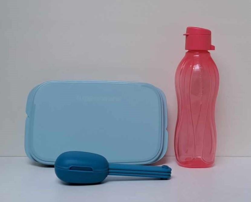 Tupperware™ « Lunchset » blauw licht en donker - roze, Verzenden, Nieuw, Blauw, Bus of Trommel
