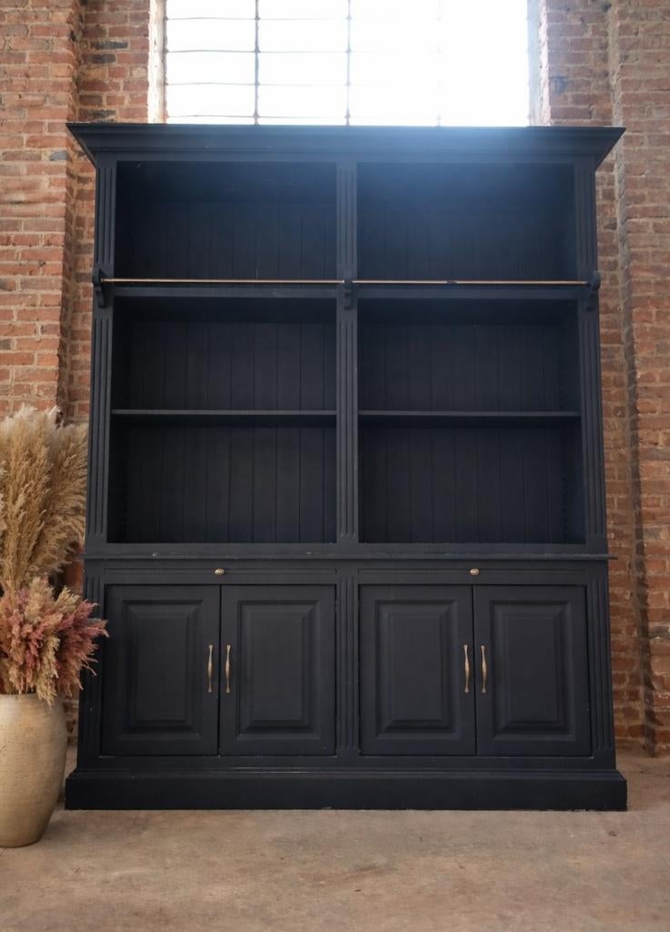 Prachtige boekenkast/bibliotheekkast art:63/26.2, 25 à 50 cm, 200 cm ou plus, Avec tablette(s), Landelijk