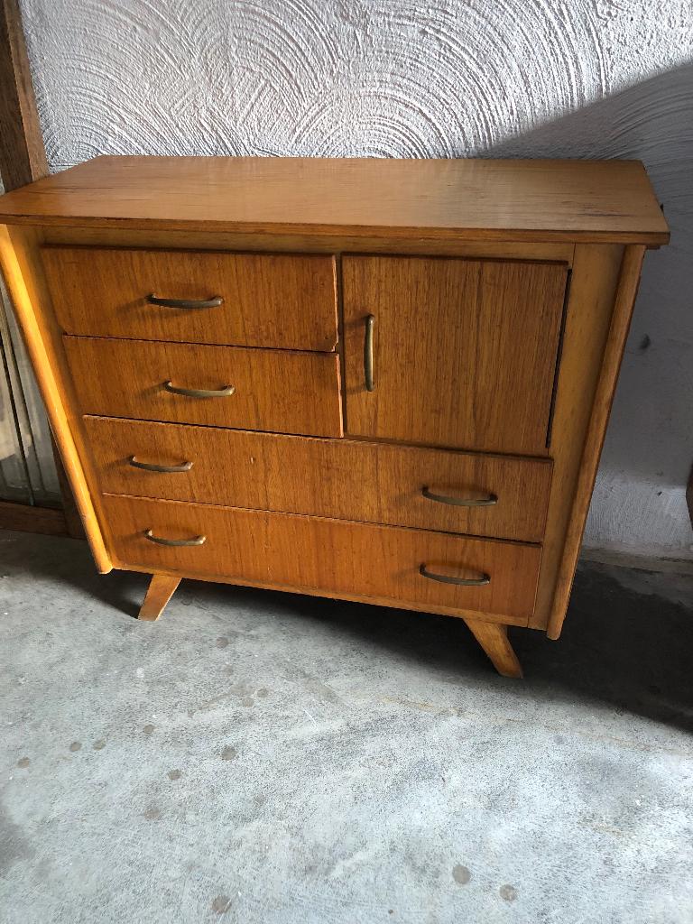Leuk vintage retro kastje ladekastje tv-kastje ‘60, Ophalen, Gebruikt, Met deur(en)