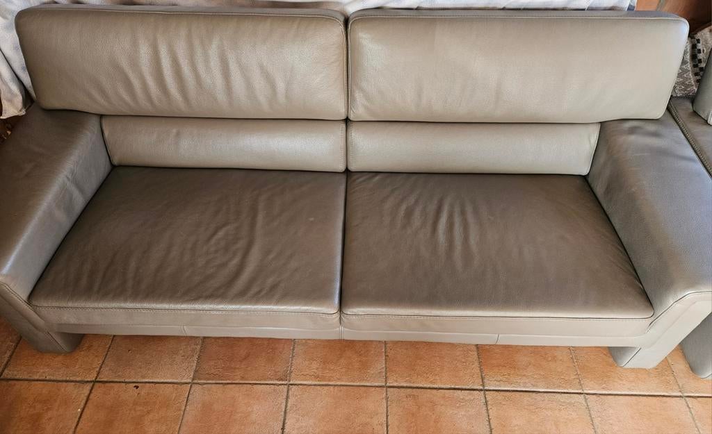 Lederen salon 3+1 zit , dolfijngrijs, Huis en Inrichting, Ophalen