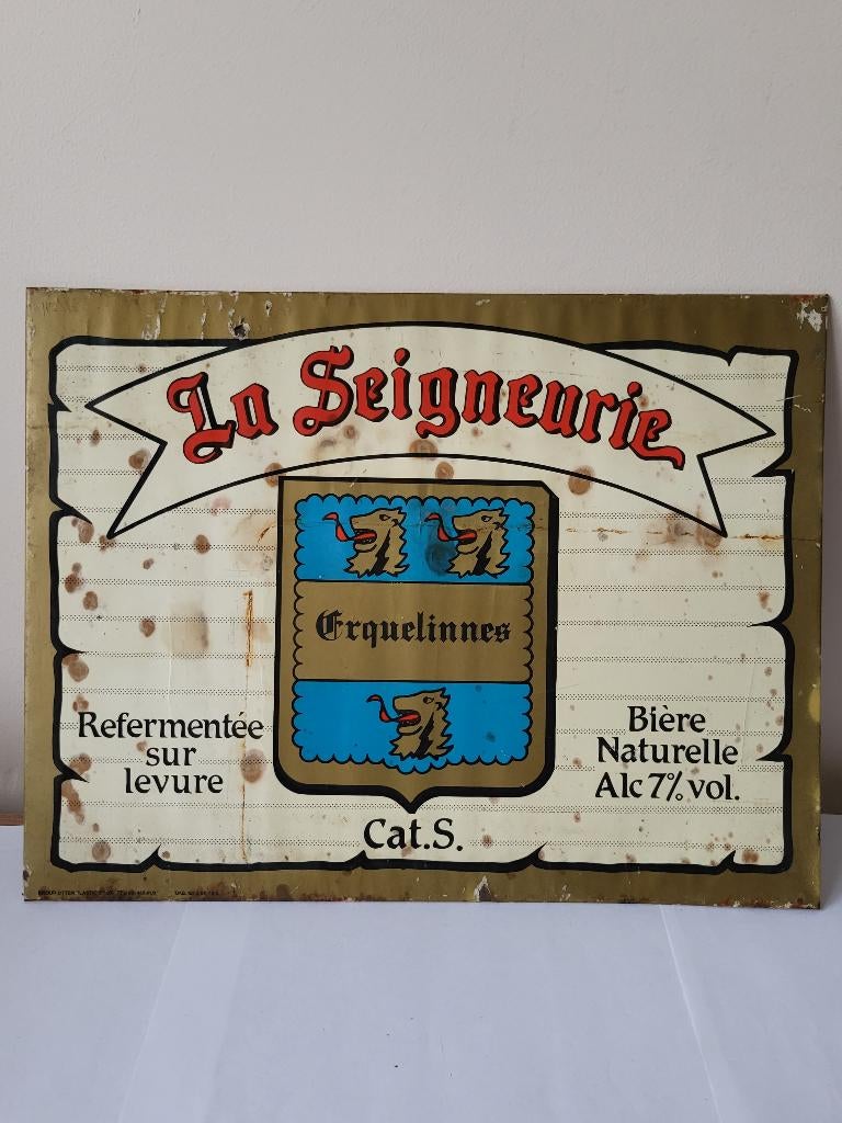 Carton Publicitaire Bière LA SEIGNEURIE - Brasserie Gusbin, Verzamelen, Biermerken, Ophalen of Verzenden