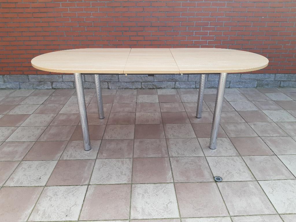 eettafel ovaal uitschuifbaar beuk, Maison & Meubles, Tables | Tables à manger, Utilisé, 50 à 100 cm, 150 à 200 cm, Cinq personnes ou plus