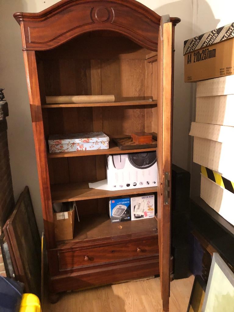 mooie antieke kast met spiegel  acajou 1 m. op  220 cm, Ophalen