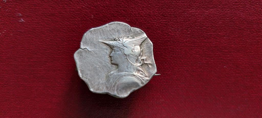 Godin Minerva zilveren broche en Spaanse tegel, Antiek en Kunst, Antiek | Overige Antiek, Ophalen of Verzenden