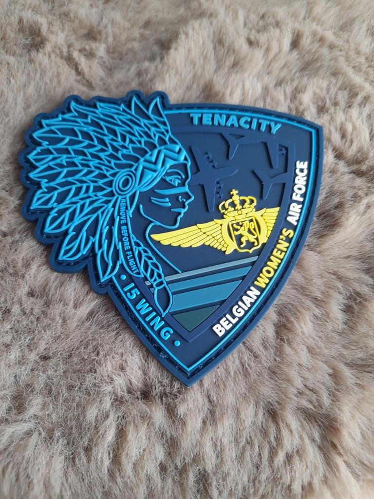 Patch BELGIAN WOMEN'S AIR FORCE 15WING TENACITY, Verzamelen, Ophalen of Verzenden, Nieuw, Patch, Badge of Embleem