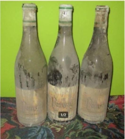 3x Oude Demi Sec Witte Wijn - Vouvray 1973 - Verdier, Enlèvement ou Envoi, Pleine, Comme neuf, Vin blanc