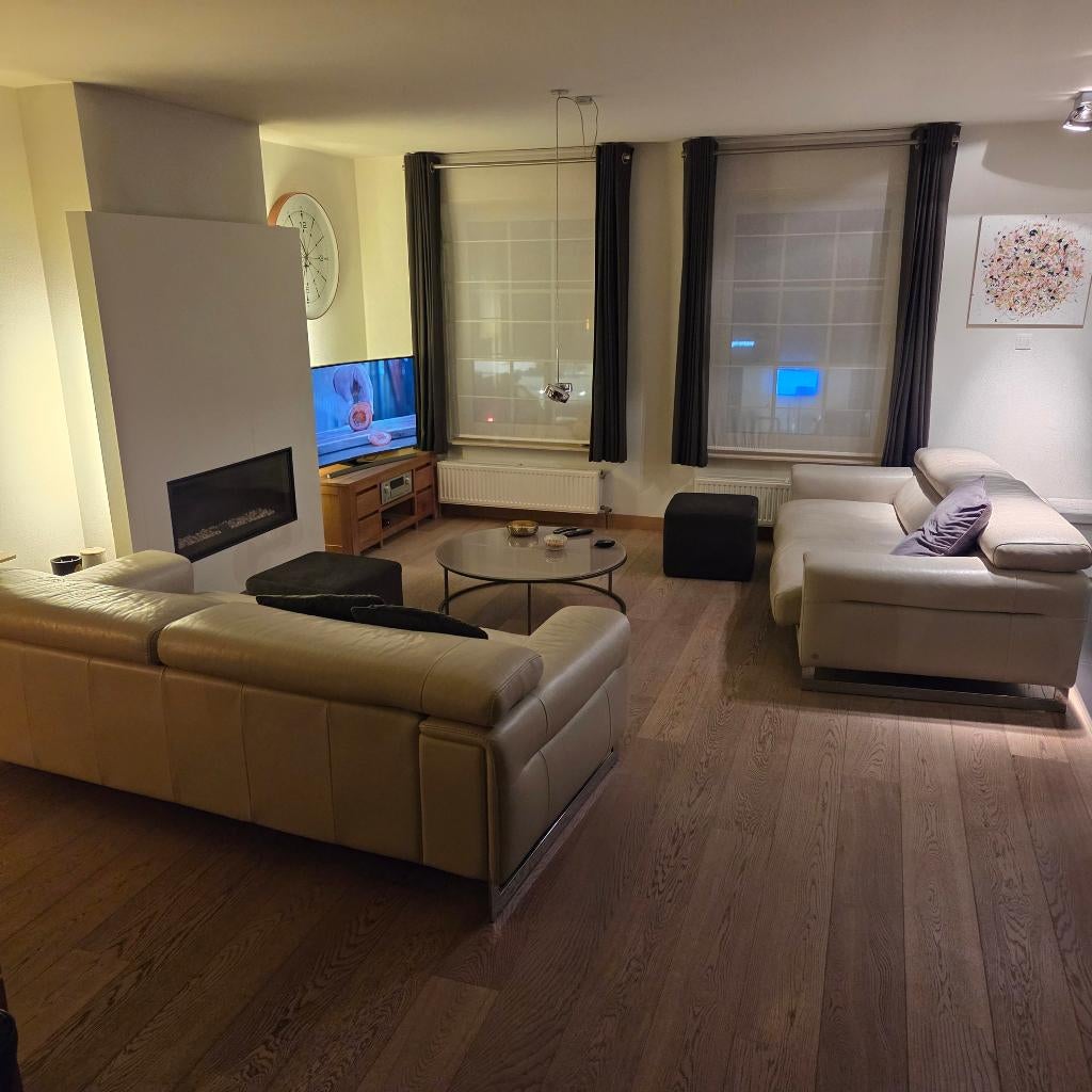 Lederen zetel, Maison & Meubles, Canapés | Salons, Enlèvement, Utilisé, Banc droit, Cuir