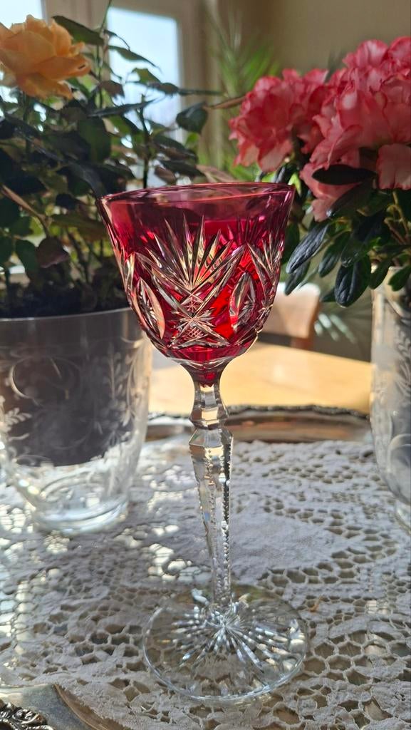 Kristallen voetglas Val Saint lambert, Antiek en Kunst, Ophalen of Verzenden