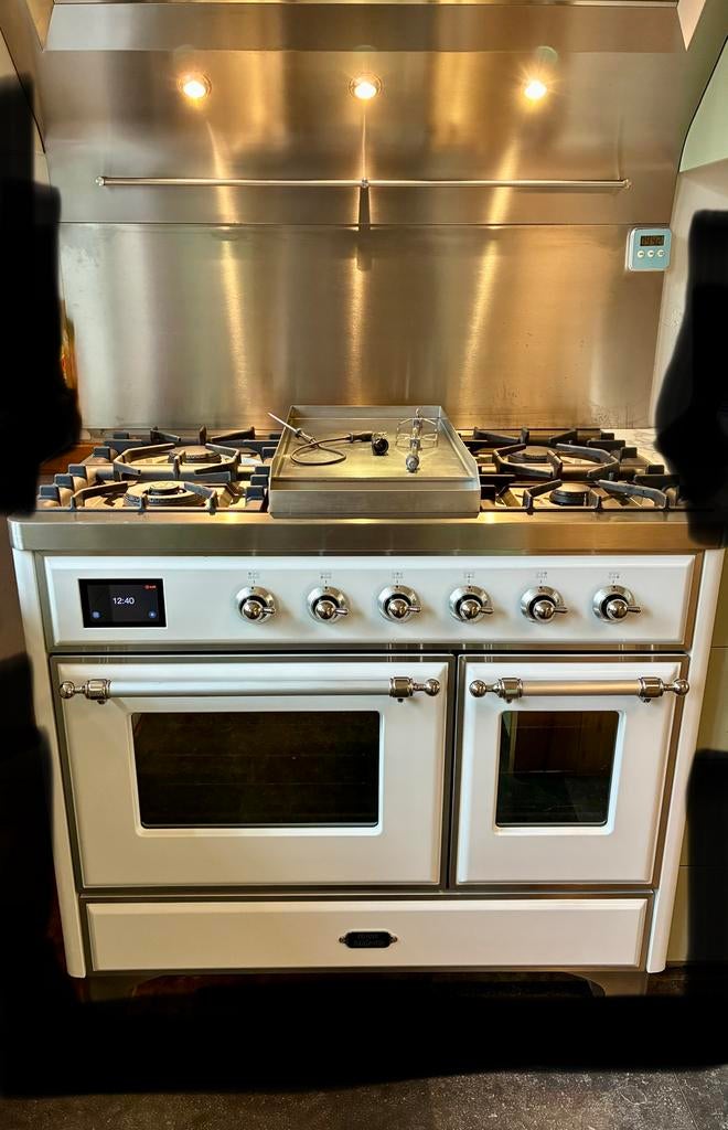 Cuisinière à gaz Ilve 100 cm, frytop, 6 vasques, 2 fours, Electroménager, Cuisinières, Comme neuf, À Poser, 5 zones de cuisson ou plus