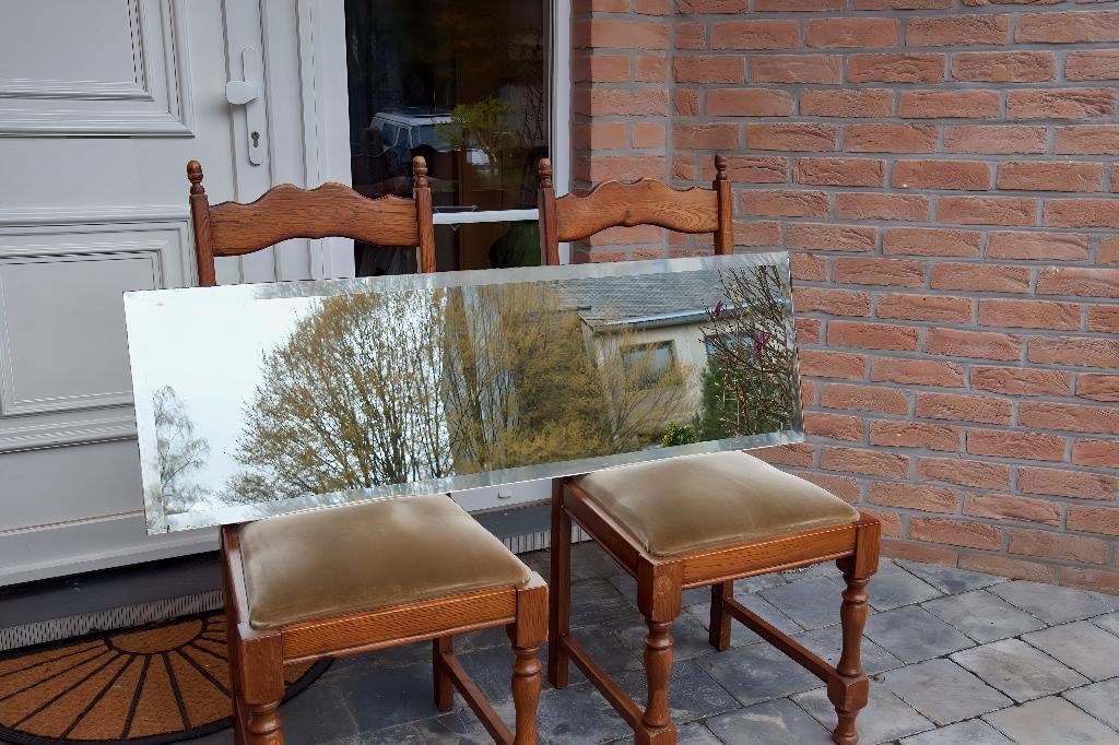 Miroir biseauté vintage, Maison & Meubles, Enlèvement, Utilisé, 100 à 150 cm, Rectangulaire