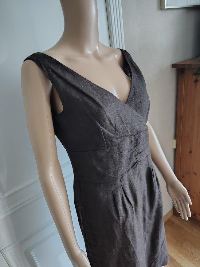 leuke linnen jurk, Taille 36 (S), Comme neuf, Brun, Longueur genou