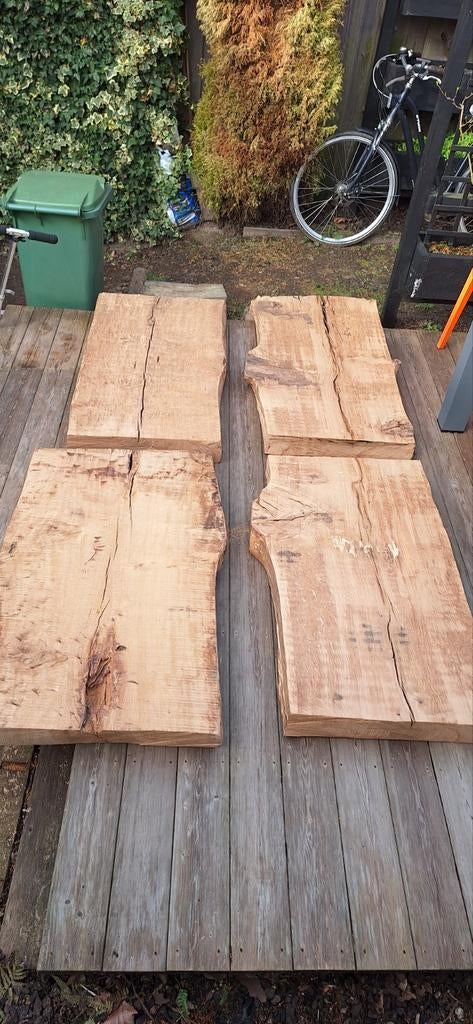 Dessus de table basse en tronc de chêne massif., Enlèvement, Chêne, Planche